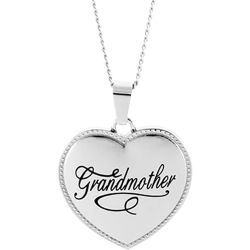Stainless Steel Grandmother Puffed Heart  Pendant Engravable