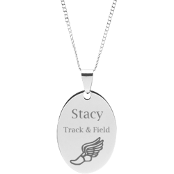 Stainless Steel Personalized Engraved Track & Field Oval Pendant